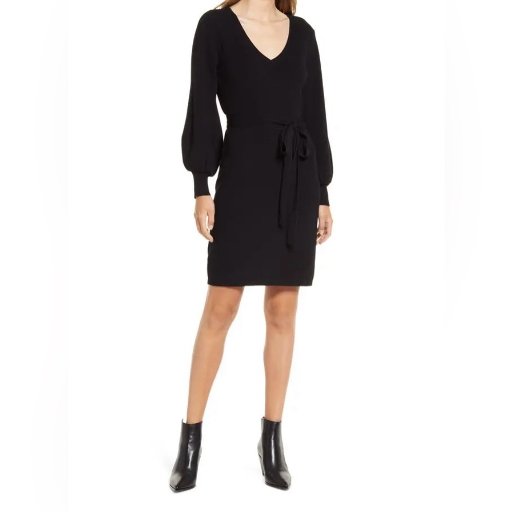 Sam Edelman Balloon Long Sleeve Knit Dress - Black